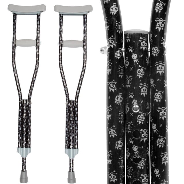 Mis Muletas: Muletas juveniles de colores con diseño moderno para niños, adolescentes y adultos, con empuñadura y longitud ajustables, de aluminio ligero y duradero, con almohadilla para las axilas (h
