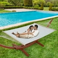 thumbnail image 3 of AVAWING 13.3FT Patio Double Hammock with Stand, Quilted Camping Hammock for Outdoor, Wood (White), 3 of 8