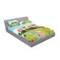 thumbnail image 2 of Ambesonne Cartoon Fitted Sheet & Pillow Sham Set, Happy Savannah Forest Train, Full, Multicolor, 2 of 2