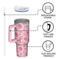 thumbnail image 4 of Pink Breast Cancer and Pioneer Flower Love Tumbler with Handle and Lid,40oz Double Wall Vacuum Insulated Tumbler,Cups Gift for Women and Men, 4 of 7