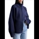 thumbnail image 1 of Suéter de Mujer con Solapa y Cremallera, Cárdigan Informal de Punto. Azul Marino Talla Única, 1 of 9