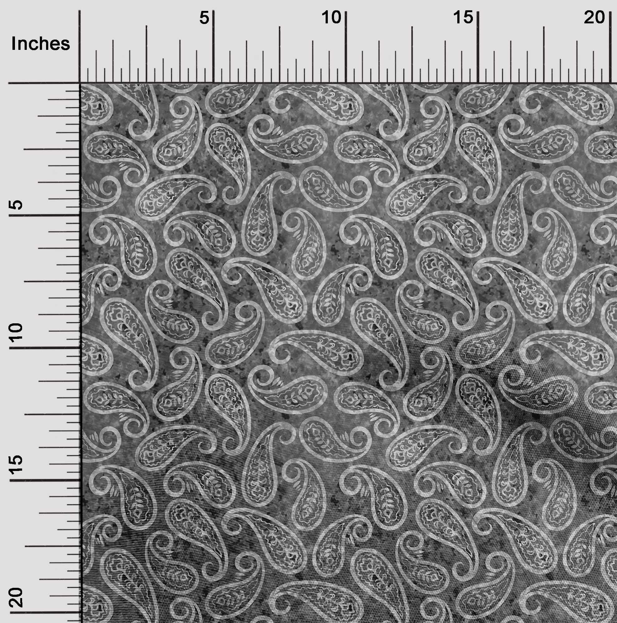 oneOone Cotton Jersey Gray Fabric Paisleys Craft Projects Decor Fabric Printed By The Yard 58 Inch Wide