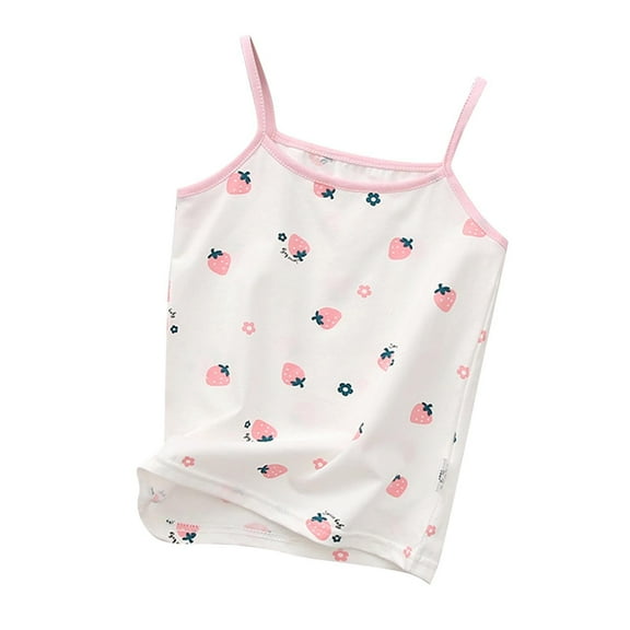 CYRBOKO Girls Tank Tops, Cotton Spaghetti Straps Sleeveless Summer Undershirts White Size 10-12 T