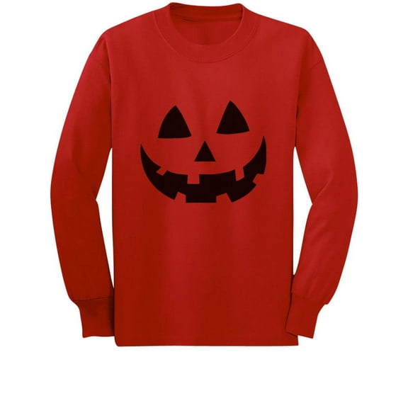 Jack O' Lantern Pumpkin Face Halloween Costume Toddler/Kids Long sleeve T-Shirt 2T Red