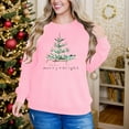 thumbnail image 5 of GUZOM Womens Pink Christmas Sweatshirt - 100% Polyester Loose Fit Crew Neck with Festive Christmas Tree Graphic, Casual Holiday Pullover (XS-XL),Size S, 5 of 8