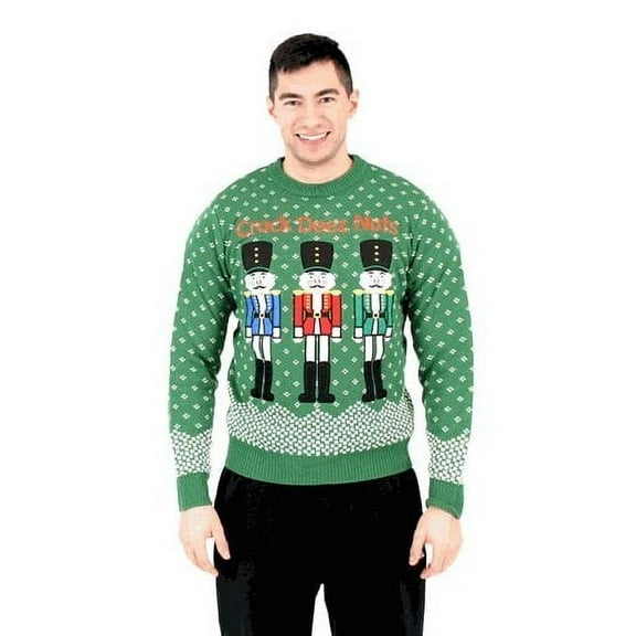 Ugly Christmas Sweater Crack Deez Nuts Men's Sweater