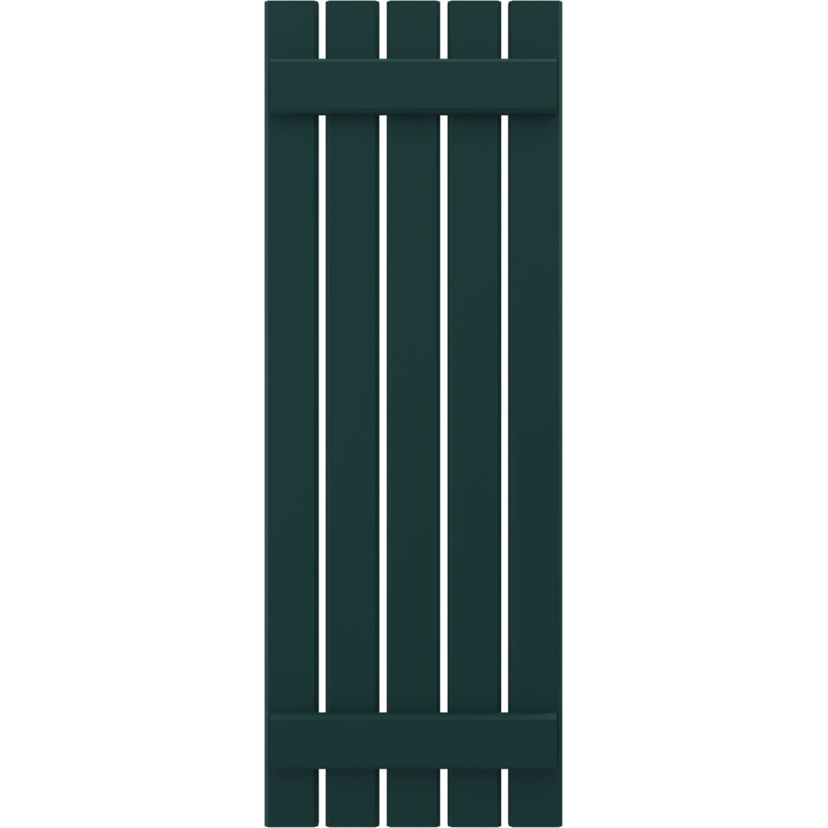 Ekena Millwork 19 1/2"W x 57"H Americraft Five Board (2 Batten) Exterior Real Wood Spaced Board-n-Batten Shutters (Per Pair), Thermal Green