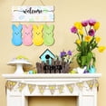 thumbnail image 6 of Welcome Peeps Easter Door Sign, Happy Easter Eggs Bunny Rabbit Door Hanger Decorations, Wooden Wreath Spring Hanging Signs for Home Wall Window Yard Farmhouse Indoor Outdoor Decor, 6 of 7