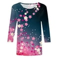 thumbnail image 4 of nsendm T Shirts for Women Loose Fit Graphic Cats Tops For Womens Casual Summer Tops Three Quarter Sleeve Round Neck Tee T Shirt St Patricks Day Printed Loose Side Split Tunic Blouse AB S, 4 of 4