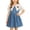 Blue, variant on Amidoa Girls Summer Dresses A-Line Short Sleeve Solid Color Dresses Kids Casual Sundress Blue Size 18