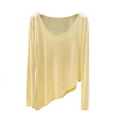 thumbnail image 2 of Mifsaly Asymmetric Hem Tops for Women Crewneck Long Sleeve Cover Up Lightweight Breathable Pullover Top Casual Loose Fit Tunic Tee, 2 of 5