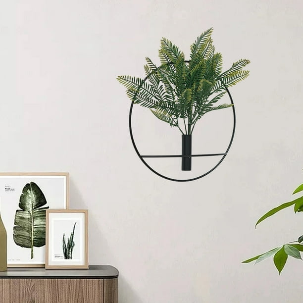 Planta Artificial Redonda, Jarrn Colgante Metalico, Adornos de Pared, Accesorio de Estudio, Decoracin de Hogar, Metal, 1 Pieza, para Dormitorio