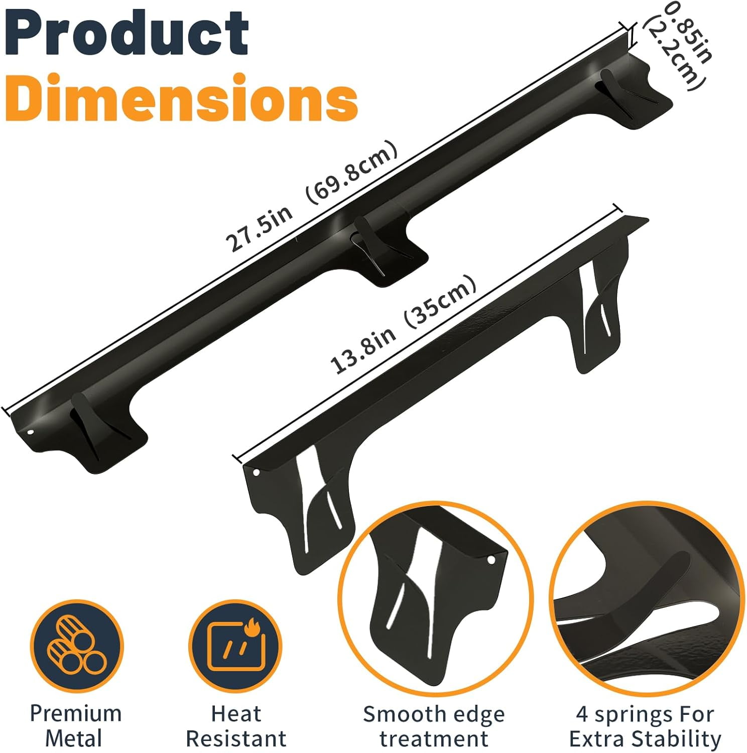 Navellon Stove Gap Covers Stainless Steel, Adjustable 13.8-27.5 In(2 Pack), Heat Resistant, Gas Stove Side Gap Protector (Matte Black)