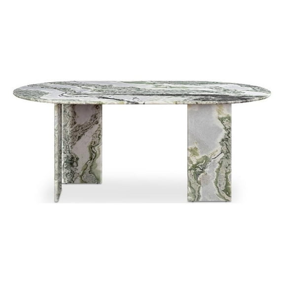 Moe's Home Collection Celia Oval Dining Table Green Onyx Marble Stone