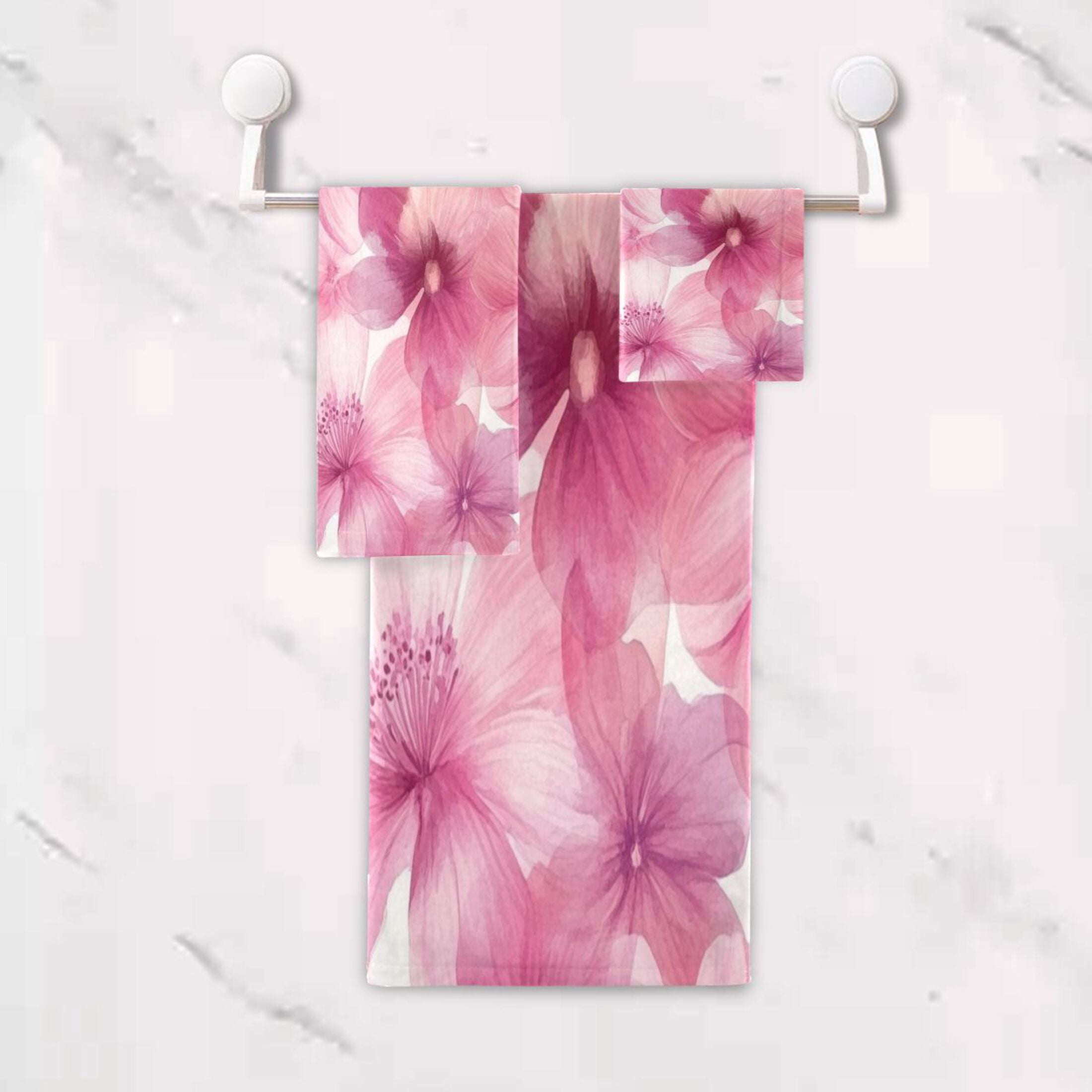 Three-Piece Towel Set Face Towel Towel Set Hand Towel Bath Towel Cotton Bath Towels Bath Towel Sets Hand Bath Towels Pink Flowers