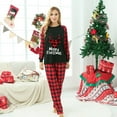 thumbnail image 2 of Odeerbi Christmas Pajamas for Family Holiday Plaid Long Sleeve Family Christmas Pajamas Matching Sets Mom Merry Christmas Print Parent-child Suit Two-Piece Sleepwear Xmas PJs Set Red, 2 of 8