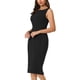 thumbnail image 4 of Vestido formal sin mangas de midi con cuello barco para mujeres INSPIRE CHIC, negro, talla L, 4 of 6