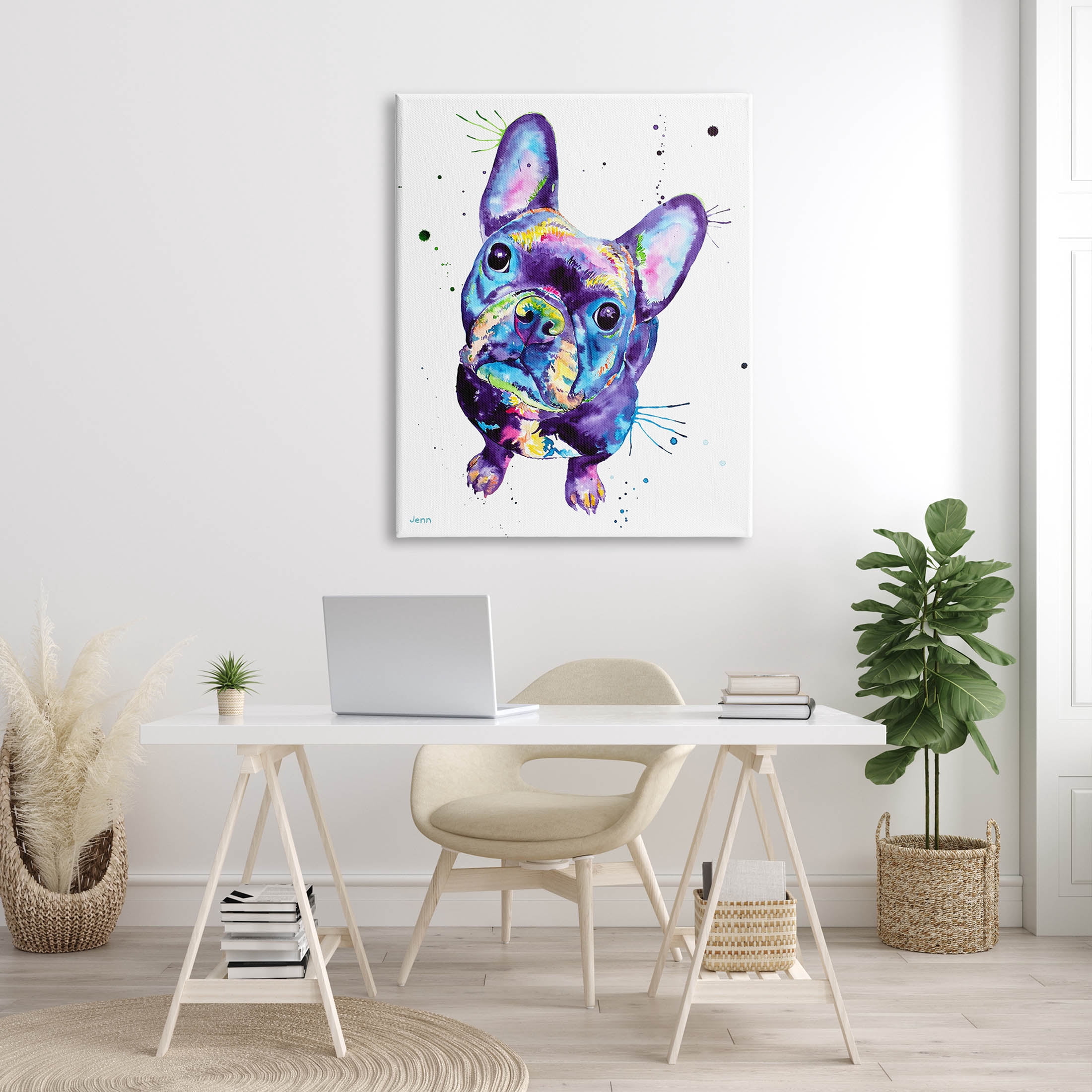 French Bulldog Purple Hued Dog Animals & Insects Graphic Art Gallery Wrapped Canvas Print Wall Art
