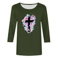 thumbnail image 4 of HOMBOM Y2k Tops For Women 3/4 Sleeve Army Green Shirts Easter Cross Print Crew Neck Easter Blouse Womens Under 5 Dollars XXL, 4 of 4