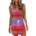 thumbnail image 1 of SMihono Robe d'Été Grande Taille pour Femmes 2023 Mode Femmes Décontractée Col en V Sans Manches Imprimé Teinture sur Nœuds Poches Gilet Robe Mini, 1 of 6