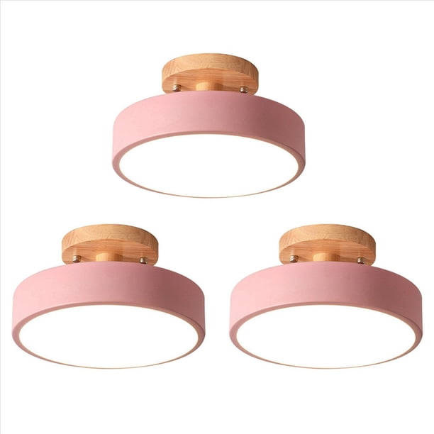3X Lámparas de Techo Modernas LED Nordic Wood Lighting Fixture Luminaria de Interior Cocina Salón Dormitorio Baño Rosa