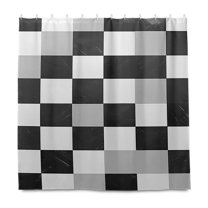Yayeee Shower Curtain with Hooks 72"x72" Waterproof Fabric Bathroom Hanging Decor, Black and Grey Plaid Pattern