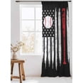 thumbnail image 3 of Sheer Curtains 96 Inches Long, American Flag Semi Sheer Curtains Light Filtering Window Treatment, US Flag Baseball Stars Vintage Black Privacy Voile Drapes for Living Room Bedroom 52x96 Inch, 3 of 7