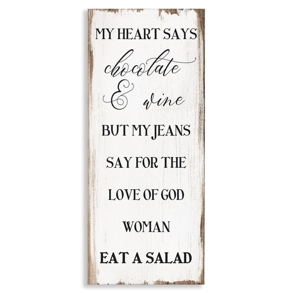 Stupell Industries Cottage My Heart Says Chocolate Phrase Painted Wood Pattern Canvas Art, 10 x 24, by Lil' Rue