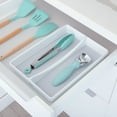 thumbnail image 2 of Smart Design Plastic Drawer Organizer - 2-Compartment - Non-Slip Lining & Feet - BPA Free - Utensils, Flatware, Office, Personal Care, or Makeup Storage - Kitchen [White with Gray] - Set of 2, 2 of 7