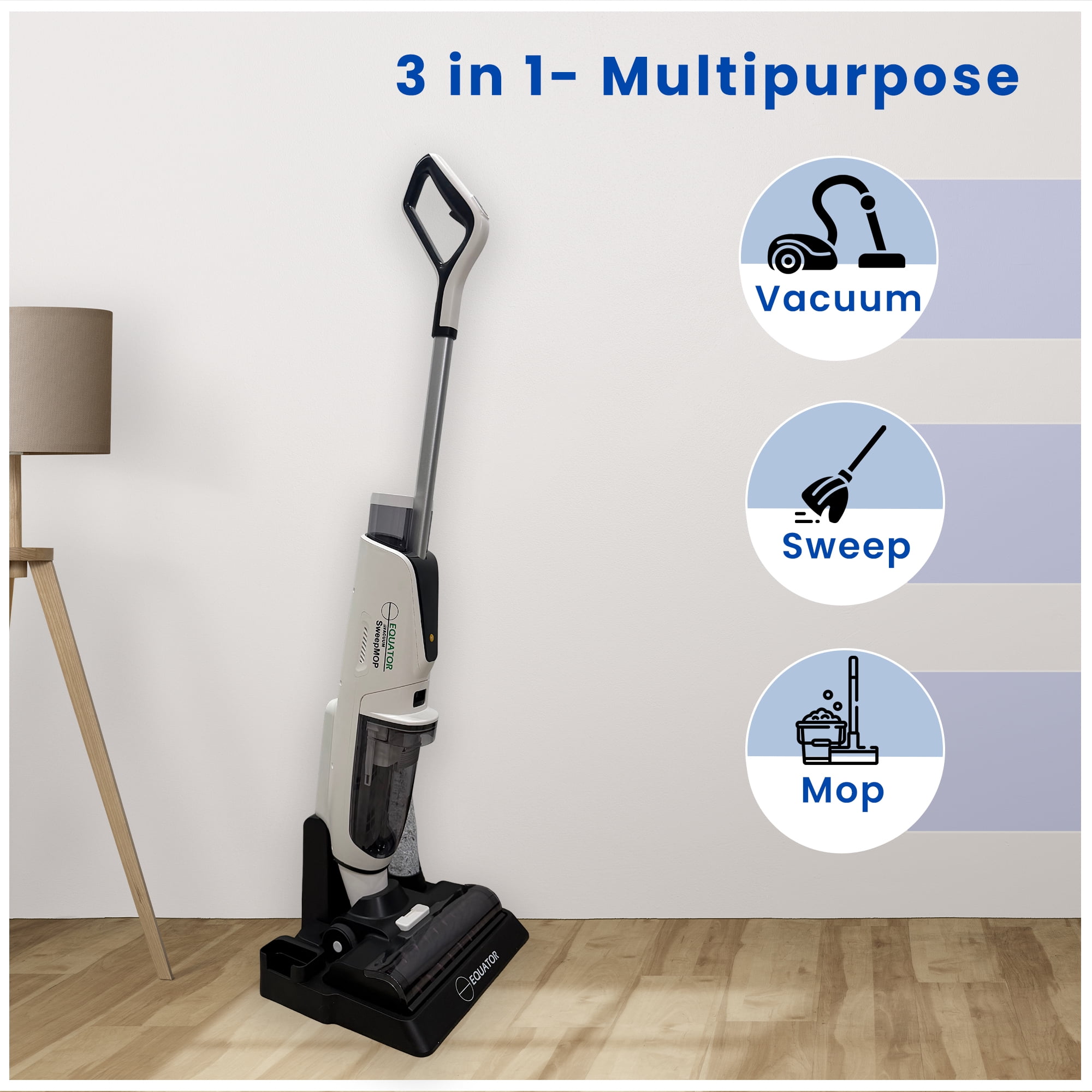 Equator Cordless Self Cleaning Wet / Dry Vacuum Sweep Mop in White