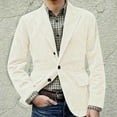 thumbnail image 5 of Men's Vintage Corduroy Blazer Tweed Sport Long Sleeve Suit Jacket Corduroy Dress Work Wear Coats Single Breasted Notched Lape Casual Mens Blazer Business Vintage Blazer Dwelliawo White XL, 5 of 5