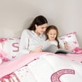 thumbnail image 5 of Homewish Girls Personalized Gifts Full Size Comforter Sets,Pink Letter S Bedding Comforter Set,Cute Butterflies Floral Bedding Sets For Princess,Lightweight Room Decoration Reversible,3 Pieces, 5 of 8