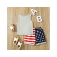 thumbnail image 3 of Seyurigaoka 2Pcs Baby Boy Independence Day 4th of July Suits, Round Neck Sleeveless Letter Pattern Tank Tops Vest + Elastic Stripe Star Shorts, 3 of 9