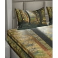thumbnail image 2 of Ambesonne Autumn Fitted & Top Sheet Set with Shams, Sunset Dark Pine Trees, Orange Green, 2 of 4