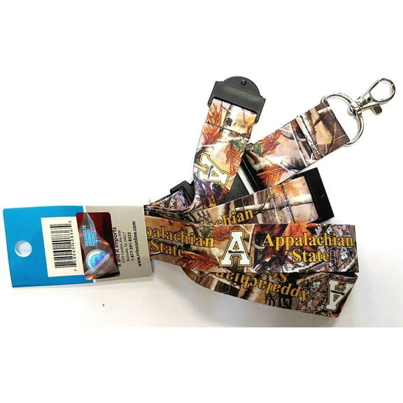 Appalachian State University Mountainners Camo Lanyard Keychain Double Sided Breakaway Safety Design Adult 18 Inch