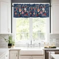 thumbnail image 3 of Flowers Blue Kitchen Curtains and Valances Set, Rod Pocket Curtains Tier Farmhouse Window Curtains 36 Inch Length, Summer Floral Leaves Farmhouse Retro 3 Piece Kitchen Curtains Set, 3 of 6