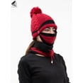 thumbnail image 3 of PULLIMORE Womens Winter Beanie Hats Knitted Scarf Set Pompom Fleece Lined Cap with Face Mask (Red), 3 of 9