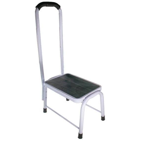 Medical Footstool Bathroom Step w/ Support Handle & Non Slip Grip Supports 450lbs For Bathtub, Shower, Kitchen, Bedroom - Safety Aid Support Stool For Handicap & Elderly