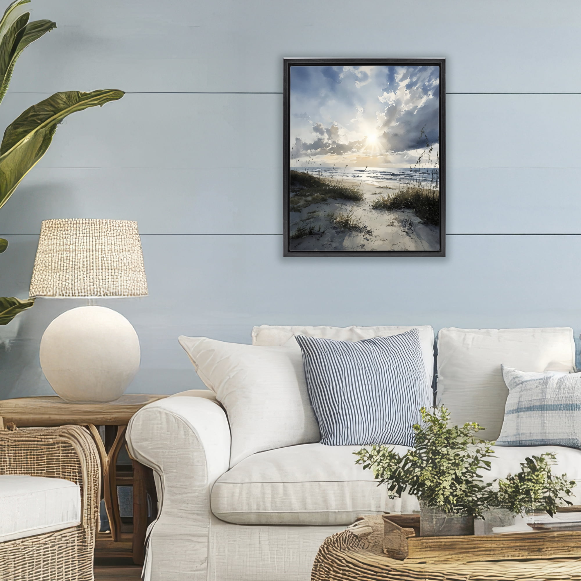 Stupell Industries Sunshine On The Beach Black Framed Floater Canvas Wall Art, design by Franklyn Gregory