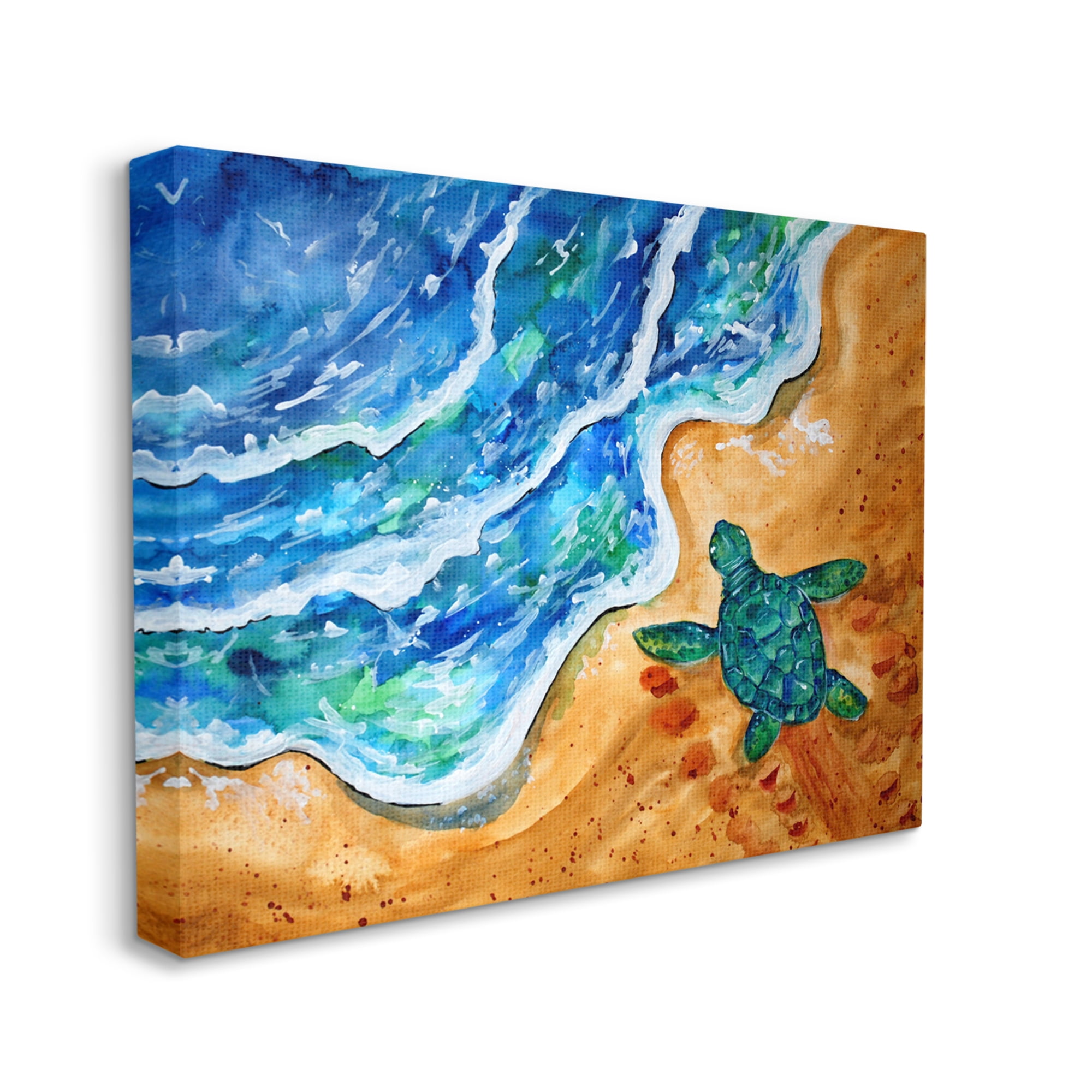 Stupell Industries Abstract Turtle on Shore Animals & Insects Painting Gallery Wrapped Canvas Print Wall Art, 48 x 36