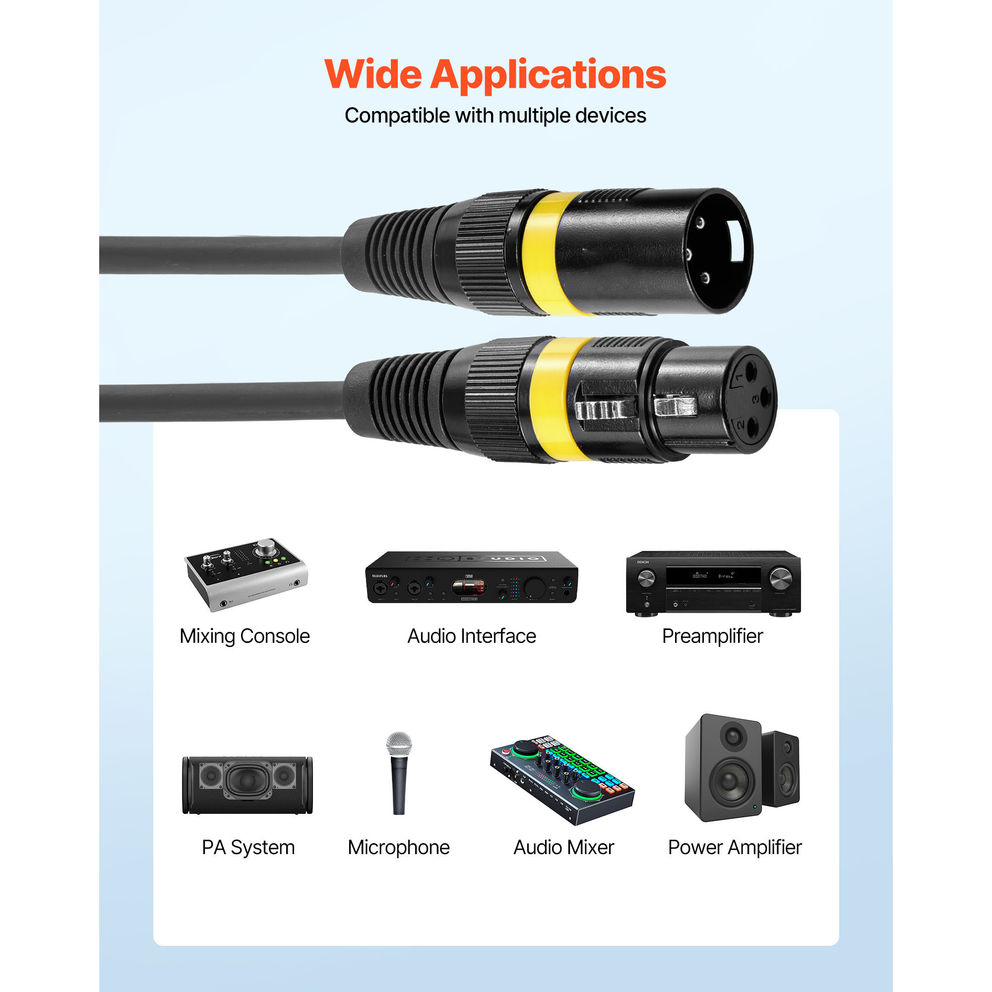 KFFKFF 100 ft XLR Cable, 2-Pack, Shielded Balanced 3-Pin Male to Female Microphone Cords with Gold-Plated Connectors, Ideal for Stage Lighting, Microphones, Amplifiers, Mixers, and Speaker Systems