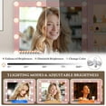 thumbnail image 4 of PUFFCAFE Makeup Vanity Desk with Mirror and Lights,45" Pink Fluted Glass Top Makeup Table with Power Outlet& RGB Storage Cabinet,Large Dressing Table, 4 of 8