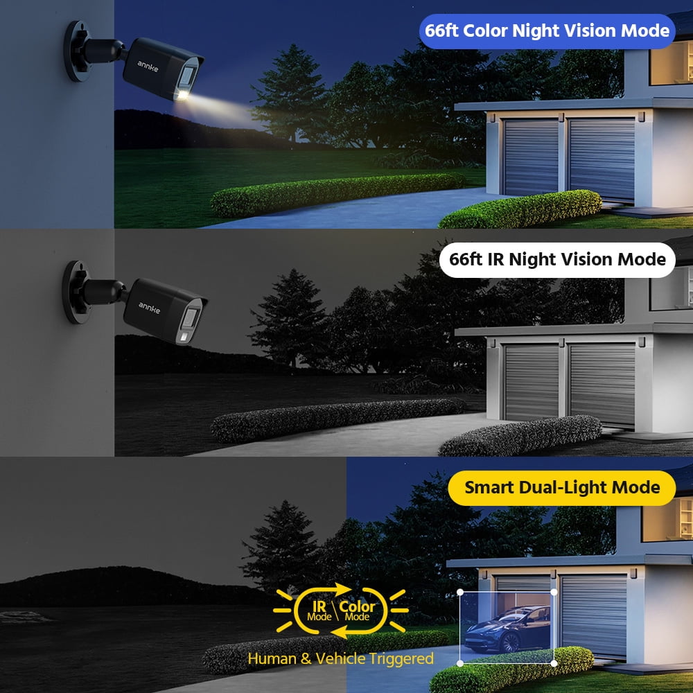 ANNKE 3K Lite Wired Security Camera System Outdoor with AI Human/Vehicle Detection, 8CH H.265+ DVR and 8 x 1920TVL 2MP IP67 Home CCTV Cameras with Smart Dual Light, Color Night Vision
