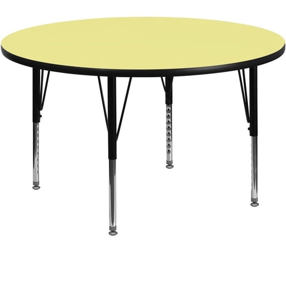 Bowery Hill 26" x 48" Round Thermal Fused Top Activity Table in Yellow