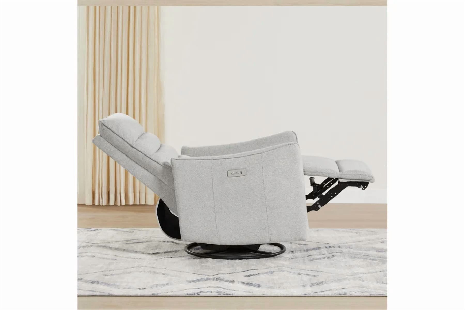 Spruce & Spring Smooth Swivel Glider Power Recliner 1 Piece Indoor Use Gray Fabric