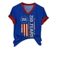 thumbnail image 7 of YVNAURA Womens 250th Anniversary V Neck T Shirt 1776-2026 American Flag Graphic Tee Patriotic 4th of July Top Independence Day Outfit Memorial Day Shirt Sparkle Print, Blue, 2XL, 7 of 7