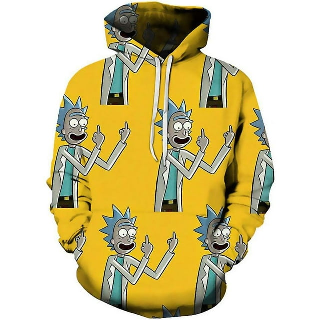 Rick and Morty Sweat à Capuche Imprimé Numérique 3D pour Hommes, Transfert Thermique