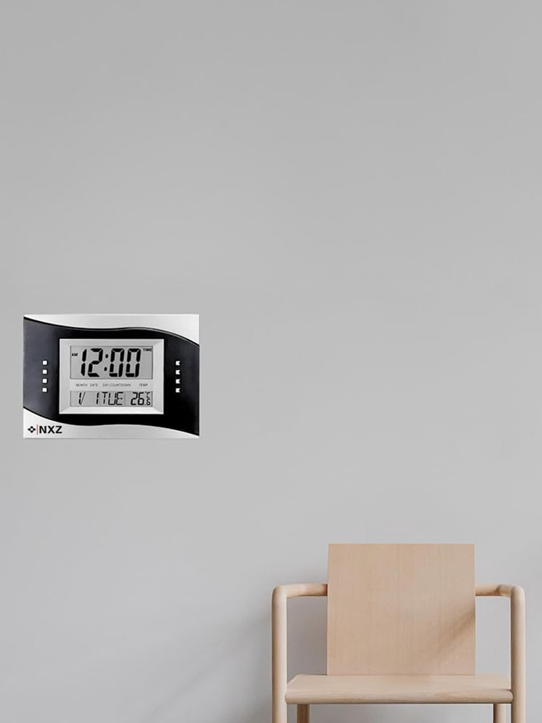 Digital LCD Display Temperature and Calendar Display Wall Clock for Home & Office Use, Wall Mountable & Desk Use Battery Operated Clocks
