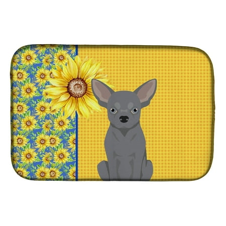 

Summer Sunflowers Blue Chihuahua Dish Drying Mat 14 in x 21 in