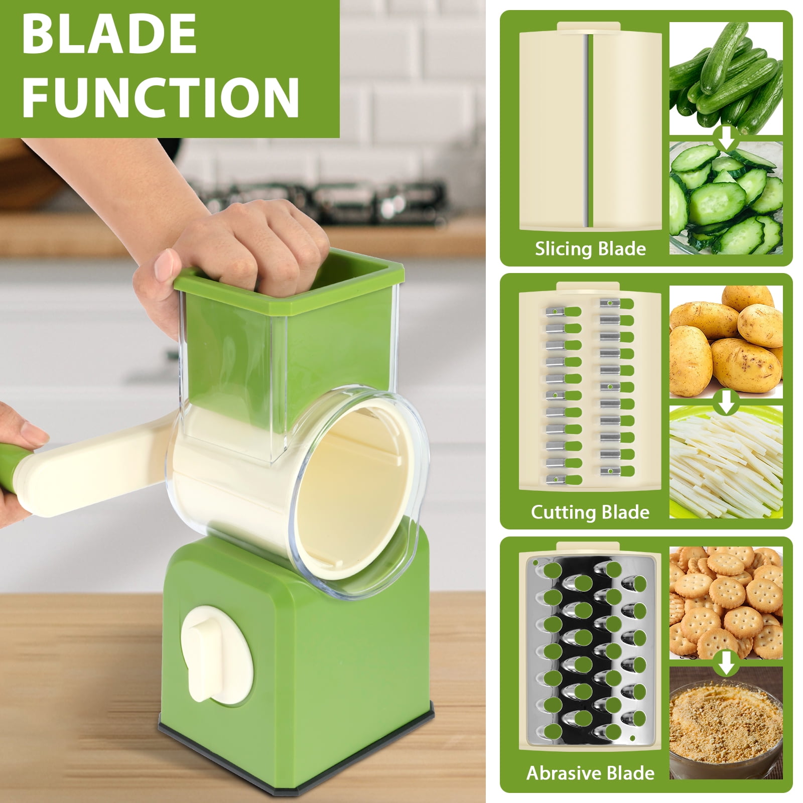 3 in 1 Rotary Vegetable Slicer, Grater & Shredder – Vulcan Assistive  Technology